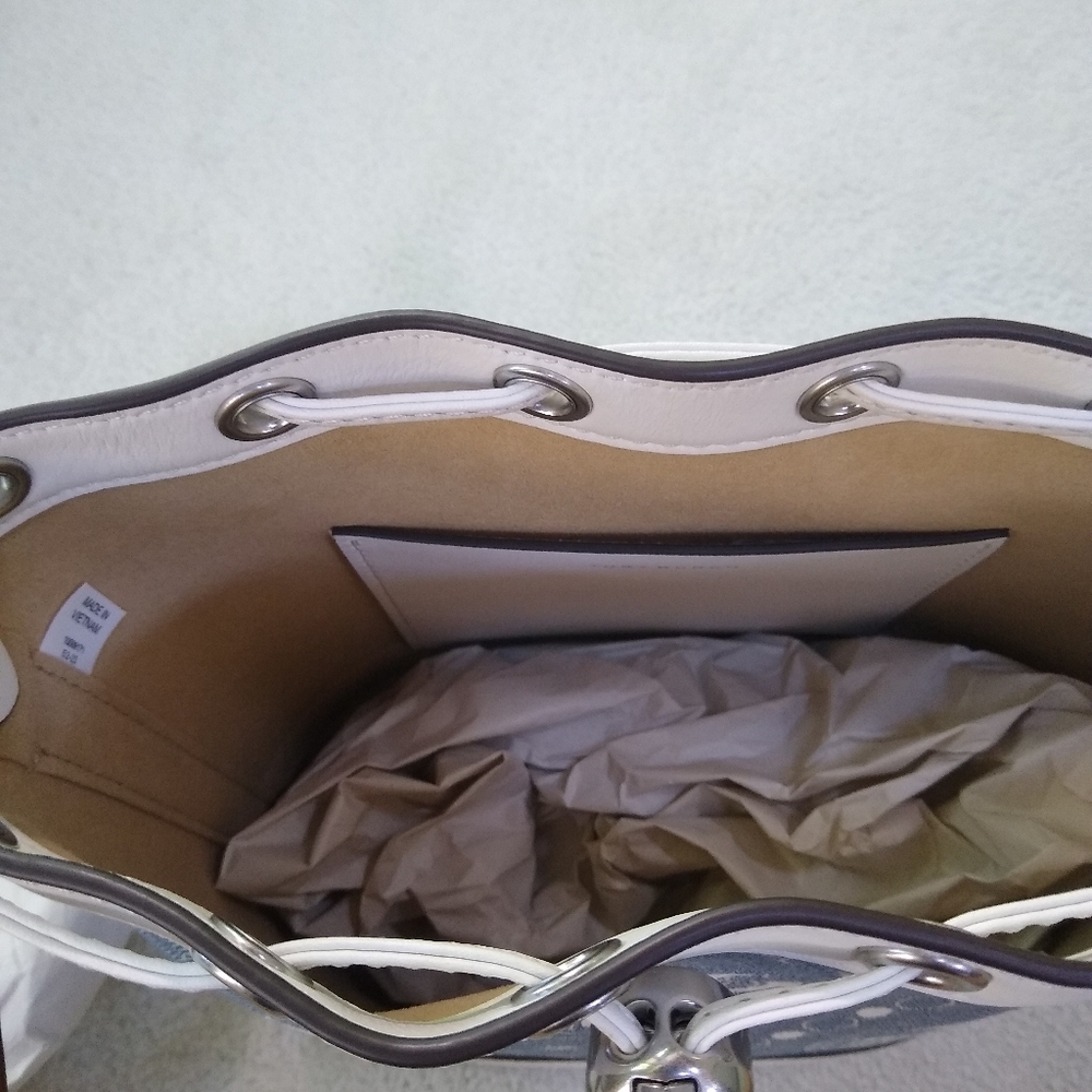 BRAND NEW Tory Burch T Monogram Denim Bucket Bag - Picture 7 of 8